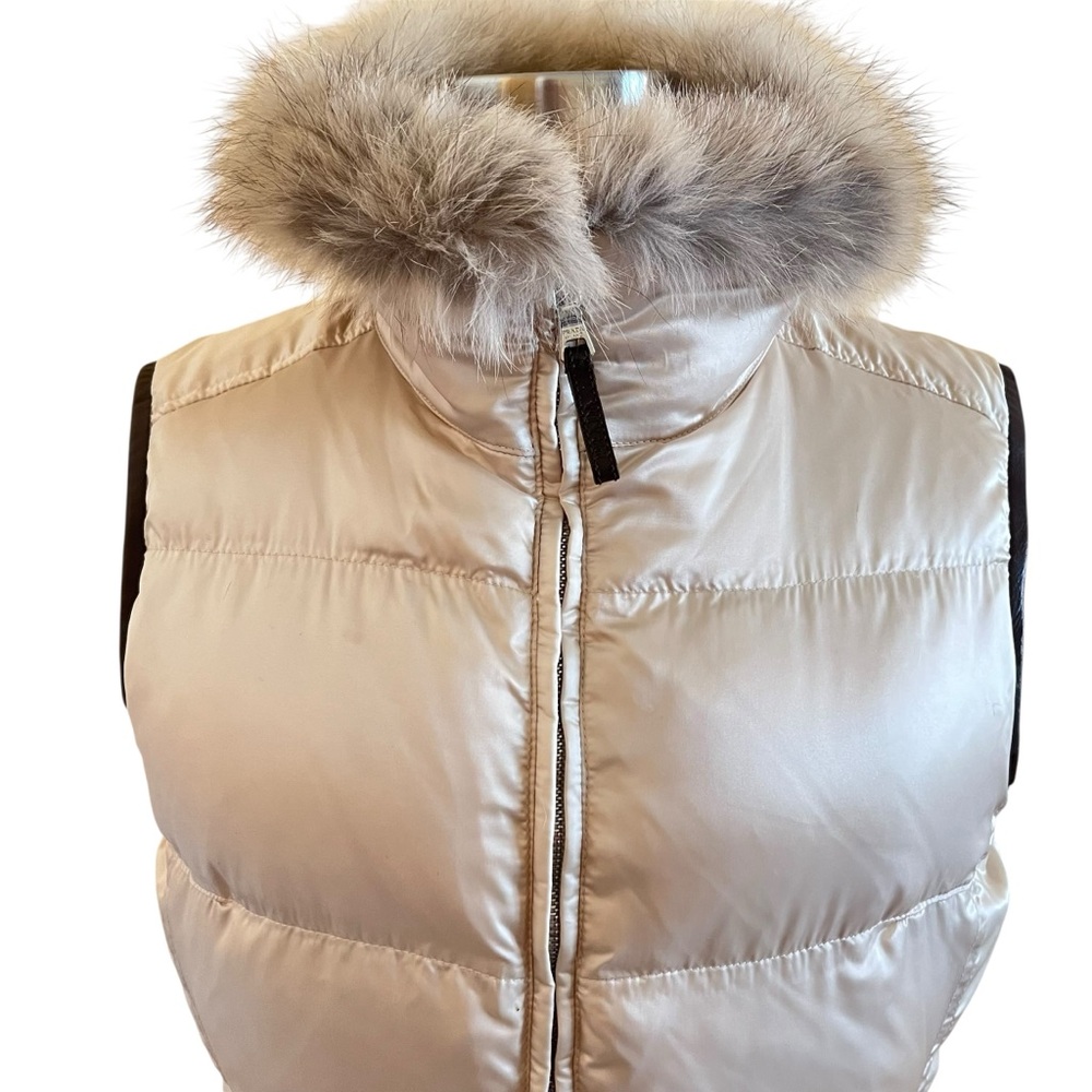 Prada Down Puffer Vest | Fox Fur Trim | Brown Leather Trim | Size US M (8–10) - Picture 5 of 16